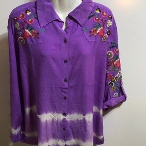 OSO Casuals Flowered Top - NWT 1X